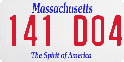 MA license plate 141DO4