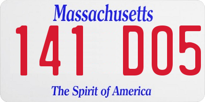 MA license plate 141DO5