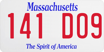 MA license plate 141DO9