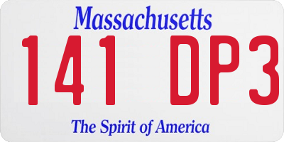 MA license plate 141DP3
