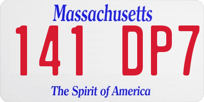 MA license plate 141DP7