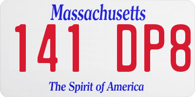 MA license plate 141DP8