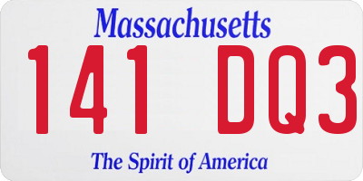 MA license plate 141DQ3