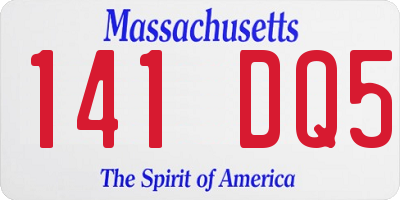 MA license plate 141DQ5