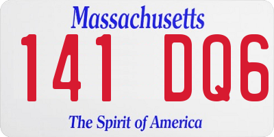 MA license plate 141DQ6
