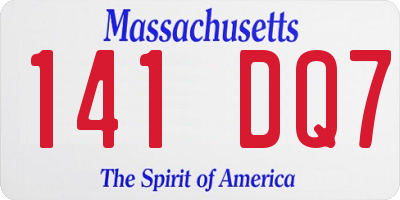 MA license plate 141DQ7