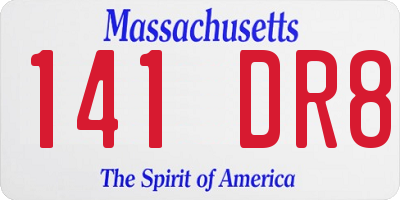 MA license plate 141DR8