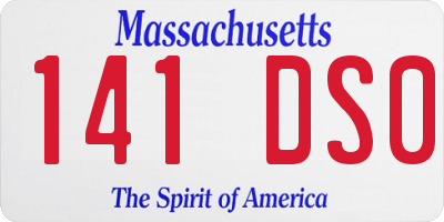 MA license plate 141DS0