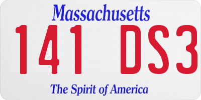 MA license plate 141DS3