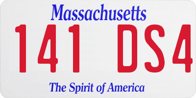 MA license plate 141DS4