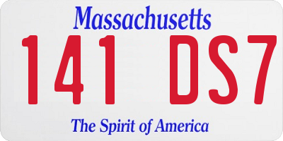 MA license plate 141DS7