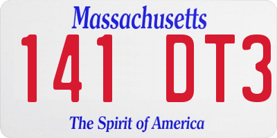 MA license plate 141DT3