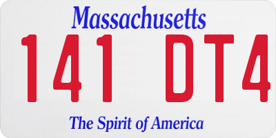 MA license plate 141DT4