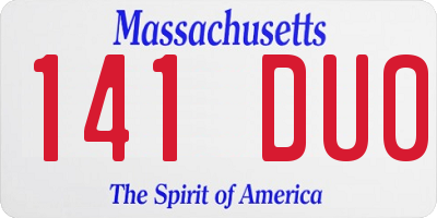 MA license plate 141DU0
