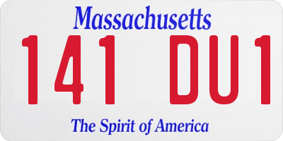 MA license plate 141DU1