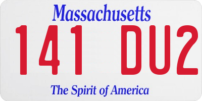 MA license plate 141DU2
