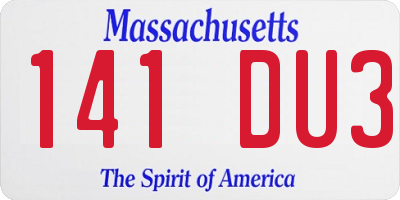 MA license plate 141DU3