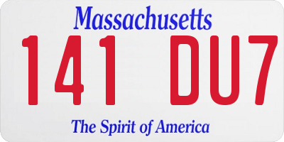 MA license plate 141DU7