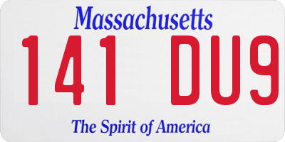 MA license plate 141DU9