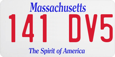 MA license plate 141DV5