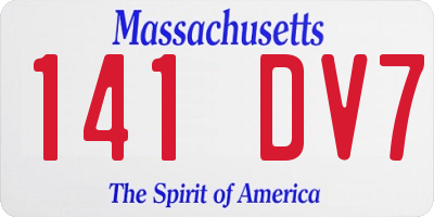 MA license plate 141DV7