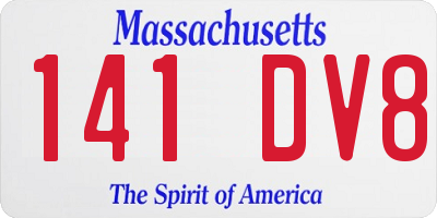 MA license plate 141DV8
