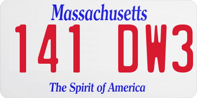 MA license plate 141DW3