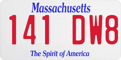 MA license plate 141DW8