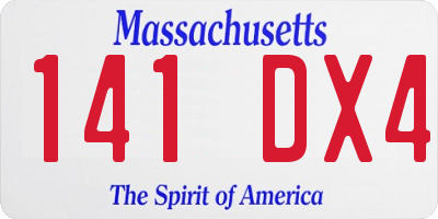 MA license plate 141DX4