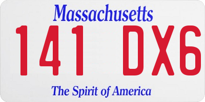 MA license plate 141DX6