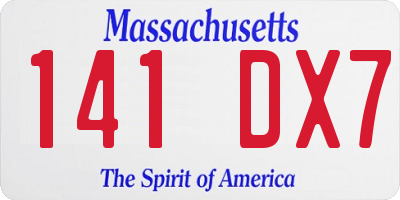 MA license plate 141DX7