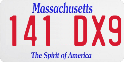MA license plate 141DX9