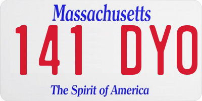 MA license plate 141DY0