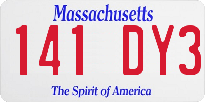 MA license plate 141DY3