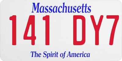 MA license plate 141DY7