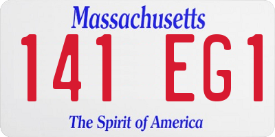 MA license plate 141EG1