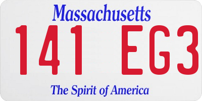 MA license plate 141EG3