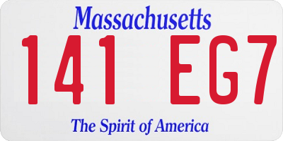 MA license plate 141EG7