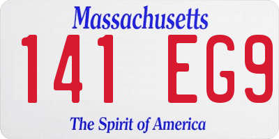 MA license plate 141EG9