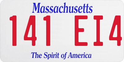 MA license plate 141EI4