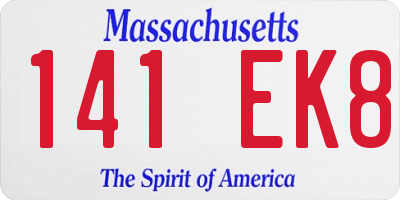 MA license plate 141EK8