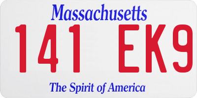 MA license plate 141EK9