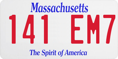 MA license plate 141EM7
