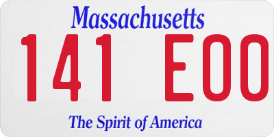 MA license plate 141EO0