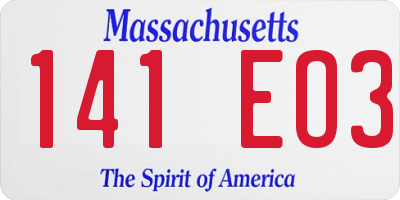MA license plate 141EO3