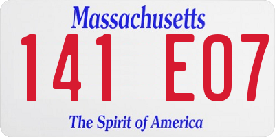 MA license plate 141EO7