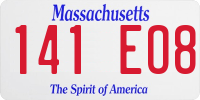 MA license plate 141EO8