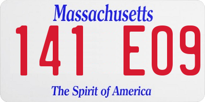 MA license plate 141EO9