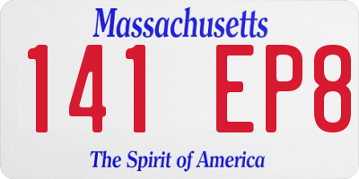 MA license plate 141EP8
