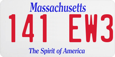 MA license plate 141EW3